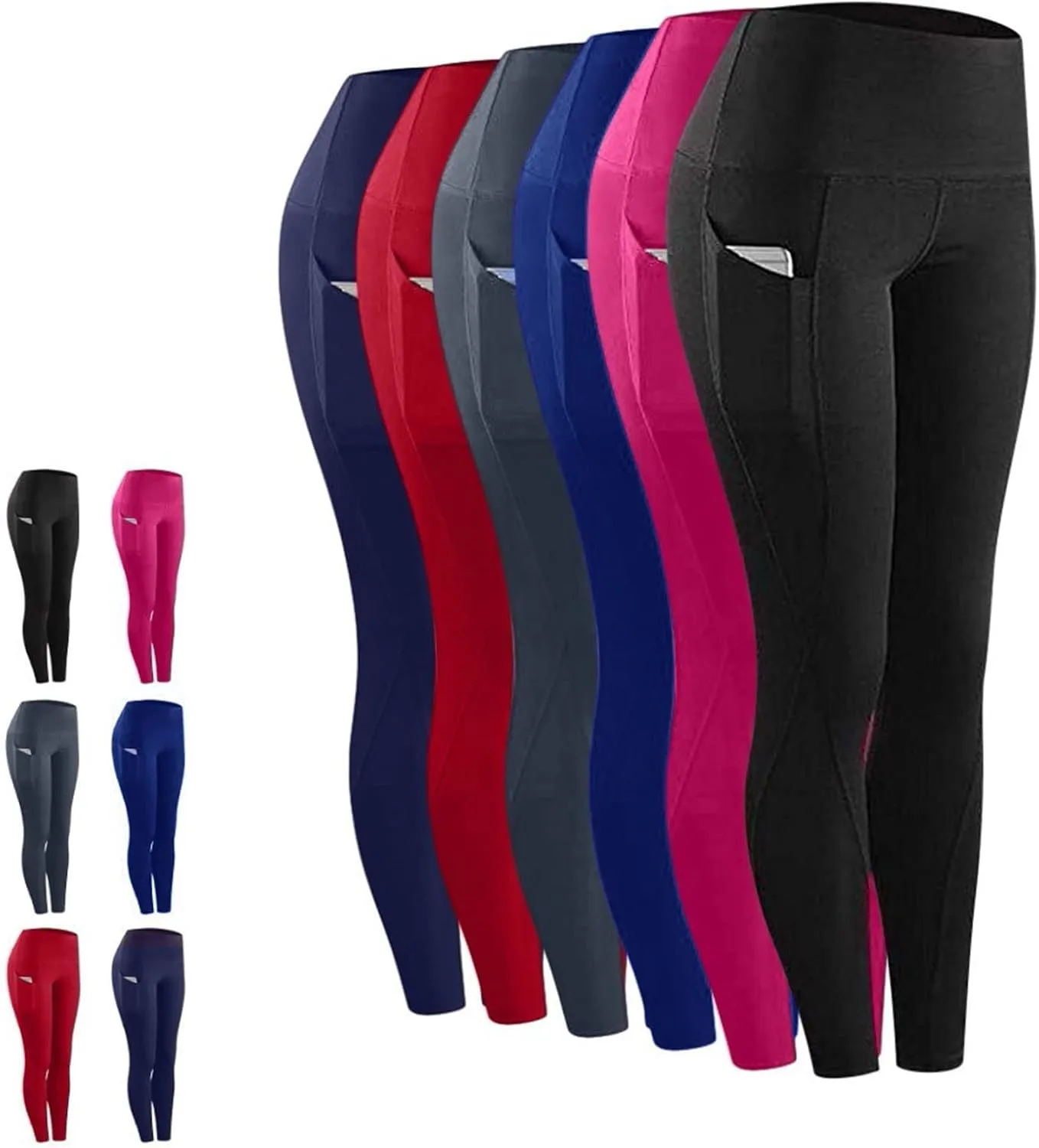 Yoga Pants Women High Waisted Running Workout Leggings Tummy Control Yoga Leggings Compression Trouser with Pockets